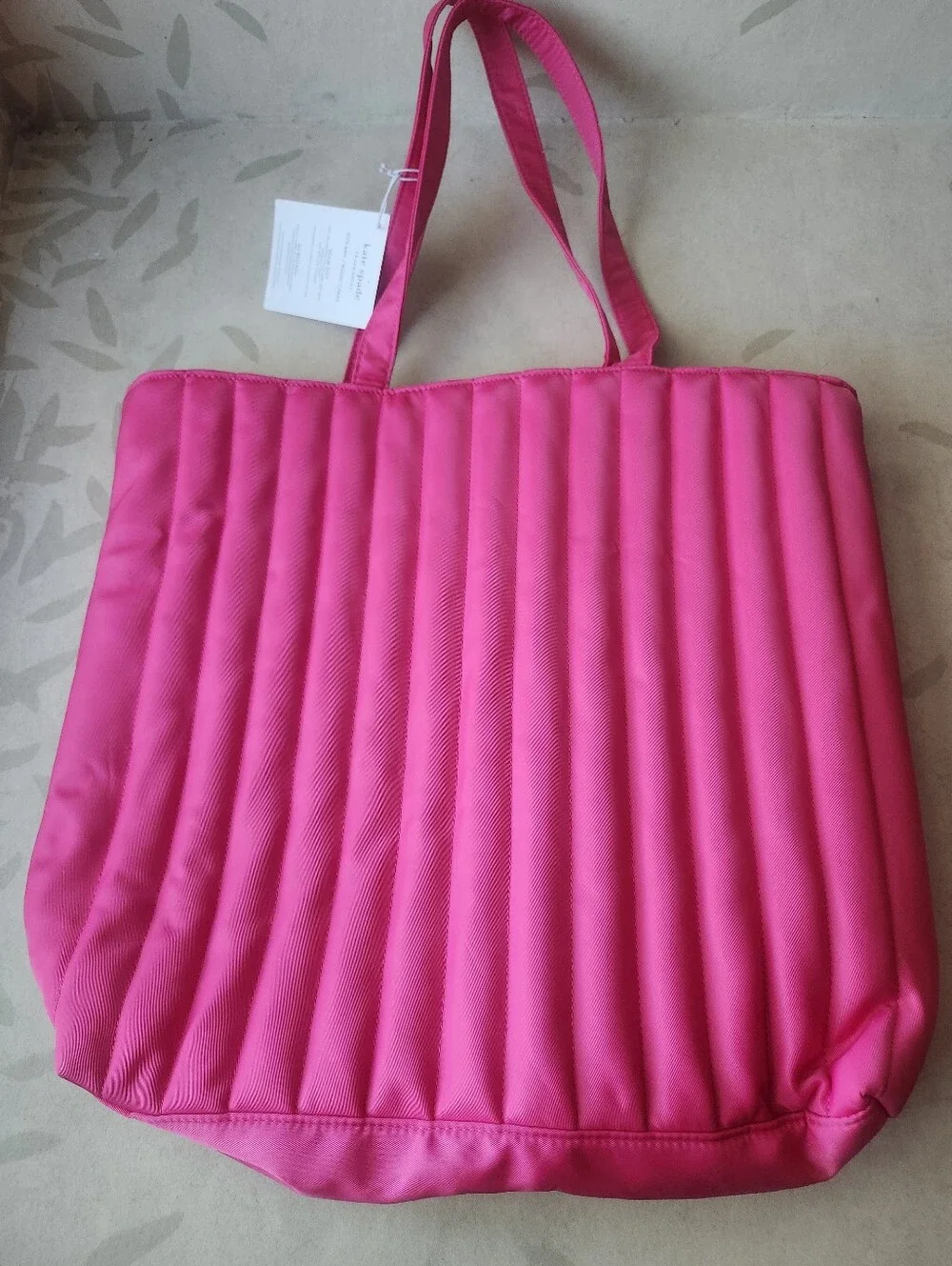 kate spade Hot Pink Quilted Tote with Bow Accent